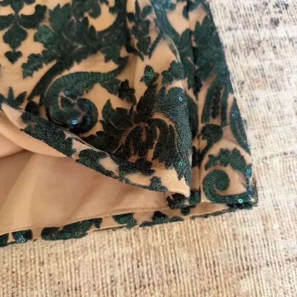 Dress the Population Karen Dress Green Lace Mesh Sequin Formal Prom Size Large - Picture 8 of 15